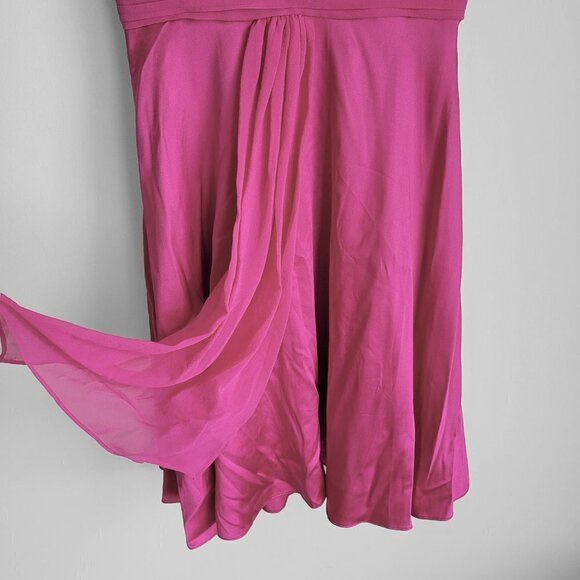 NWT Aidan Mattox Silk Hot Pink Sweetheart Neckline Cross Back Straps Dress - Picture 7 of 12